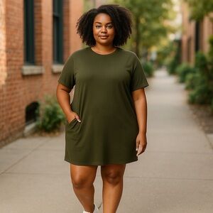 Tiana B.Women's size XL  Moss Green with pockets T-Shirt Dress
